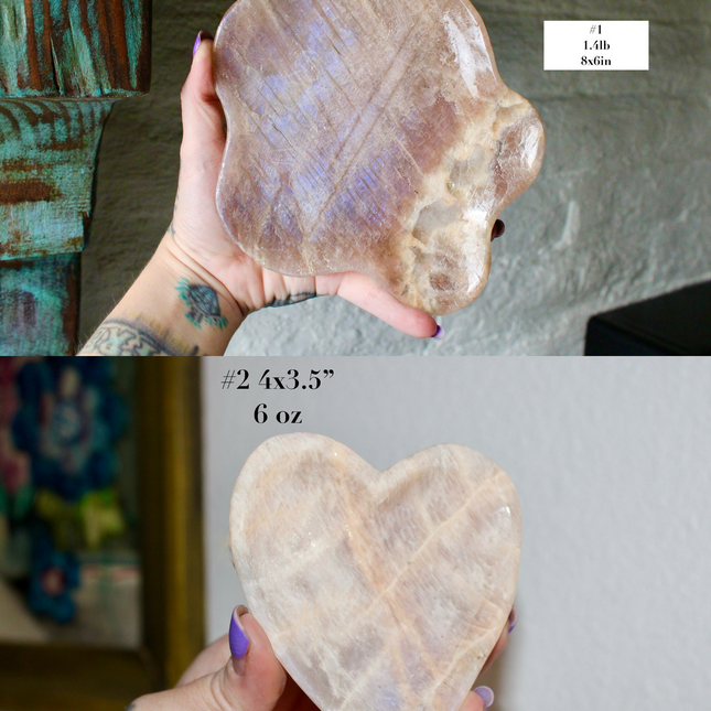 Moonstone Bowl Blue Flash – Hand‑Carved Polished Stone Dish with Flashing Blue Highlights, Decorative Display or Trinket Bowl