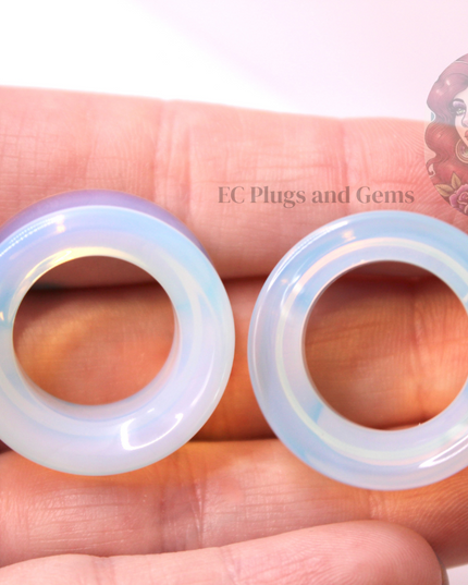 Opalite Tunnel Plugs Iridescent Rainbow - Translucent Pair of Gauges 5mm-50mm