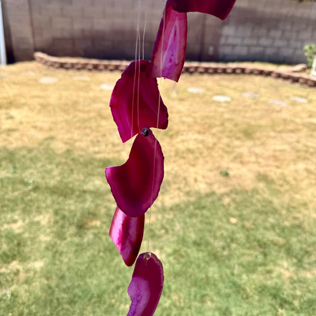 Dyed Agate Slice Wind Chime – Colorful Natural Stone Hanging for Home & Garden Décor - EC Plugs