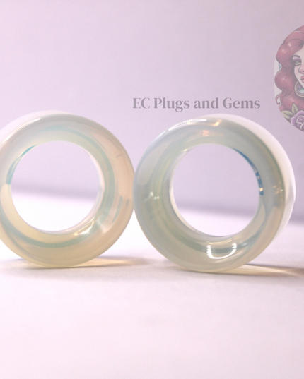 Opalite Tunnel Plugs Iridescent Rainbow - Translucent Pair of Gauges 5mm-50mm