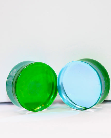 Blue Green Glass Plugs -Gauges (2 sided color) - EC Plugs