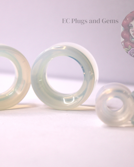 Opalite Tunnel Plugs Iridescent Rainbow - Translucent Pair of Gauges 5mm-50mm
