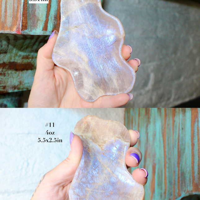 Moonstone Bowl Blue Flash – Hand‑Carved Polished Stone Dish with Flashing Blue Highlights, Decorative Display or Trinket Bowl