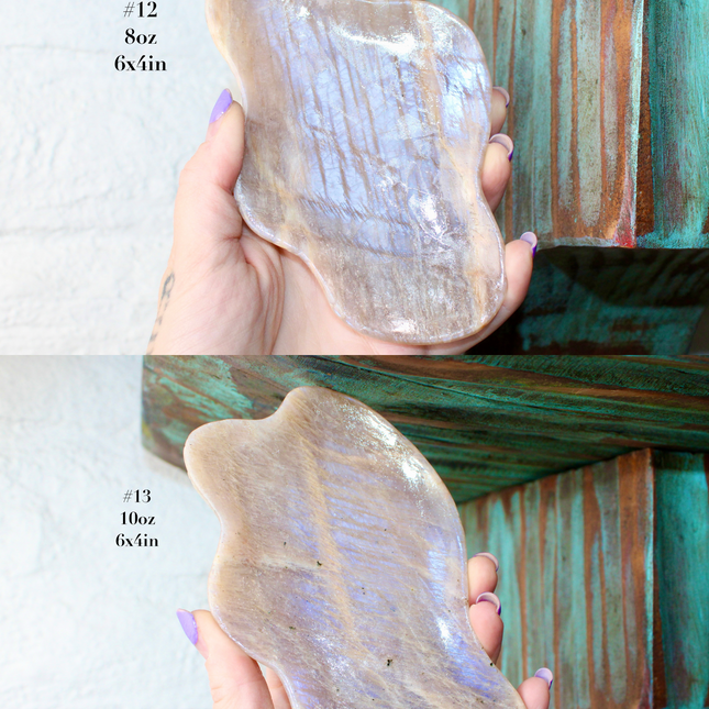 Moonstone Bowl Blue Flash – Hand‑Carved Polished Stone Dish with Flashing Blue Highlights, Decorative Display or Trinket Bowl