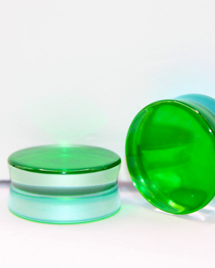 Blue Green Glass Plugs -Gauges (2 sided color) - EC Plugs