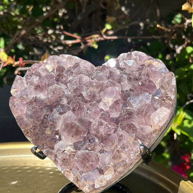 Amethyst Druzy Cluster Heart Shape on Stand