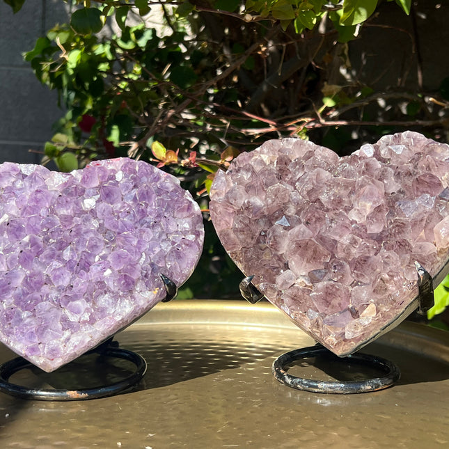 Amethyst Druzy Cluster Heart Shape on Stand