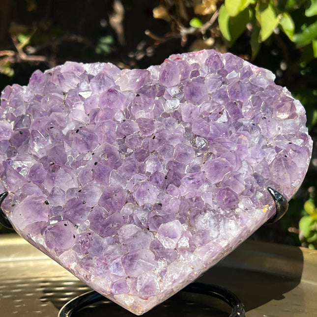 Amethyst Druzy Cluster Heart Shape on Stand