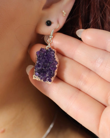 Amethyst druzy earring