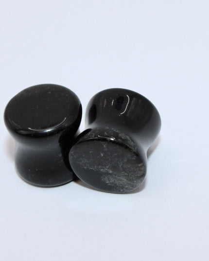 Black tourmaline double flare plugs