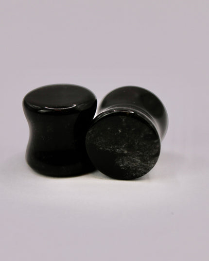 Black tourmaline double flare plugs