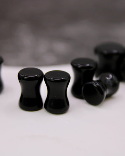 Black tourmaline double flare plugs