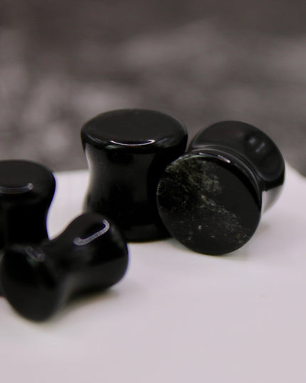 Black tourmaline double flare plugs