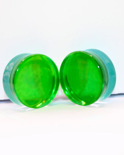 Blue Green Glass Plugs -Gauges (2 sided color) - EC Plugs
