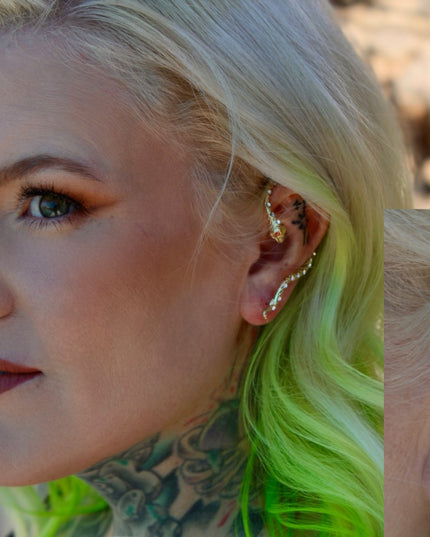 Golden Snake Earring Cuff Over The Ear Cuff - EC Plugs