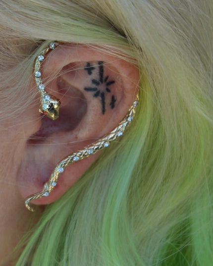 Golden Snake Earring Cuff Over The Ear Cuff - EC Plugs