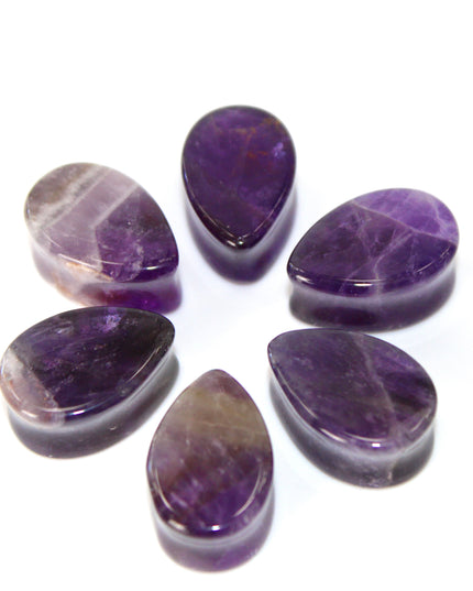 Amethyst Stone Tear Drop Plugs Pair of Natural Purple Gauges6mm-19mm