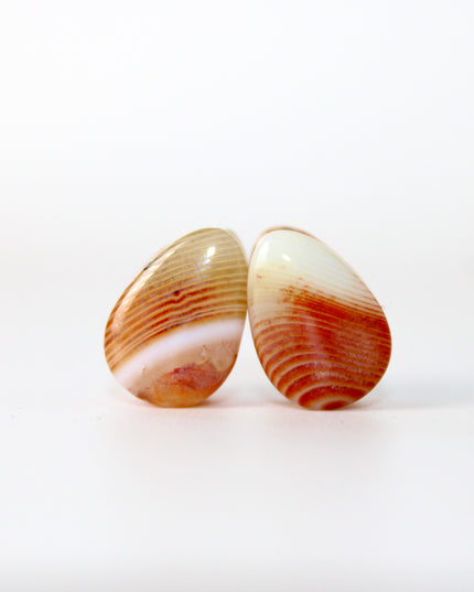 Carnelian Agate Stone Tear Drop Double Flare Plugs - Red and Orange Gauges 6mm-14mm