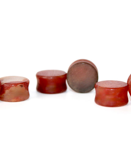 Carnelian Agate Stone Double Flare Plugs -  Matte Red and Orange Gauges