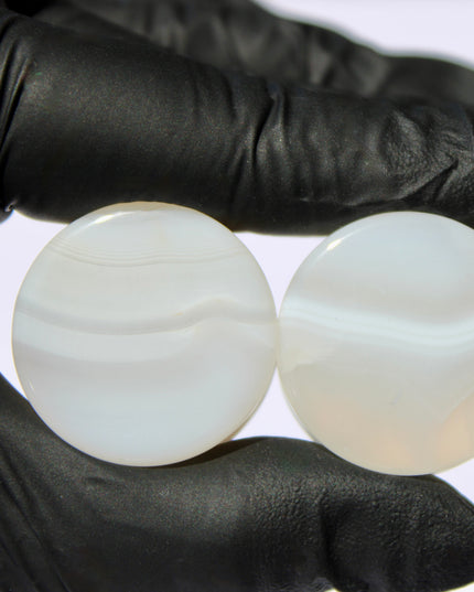 White Line Agate Stone Plugs - White Striped Natural Gauges 3mm-38mm