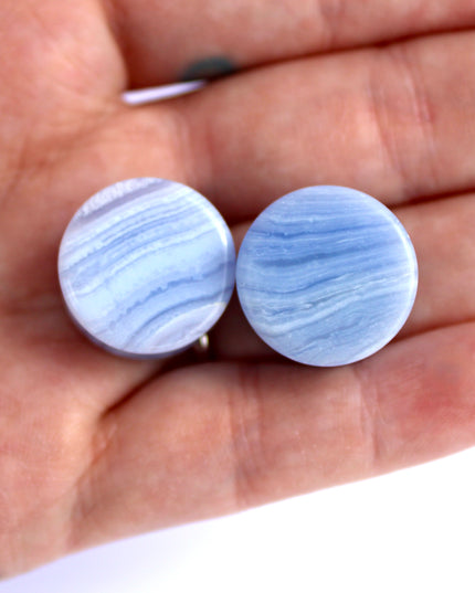 Blue Lace Double Flare Plugs Pair 8mm-25mm Blue Gauge