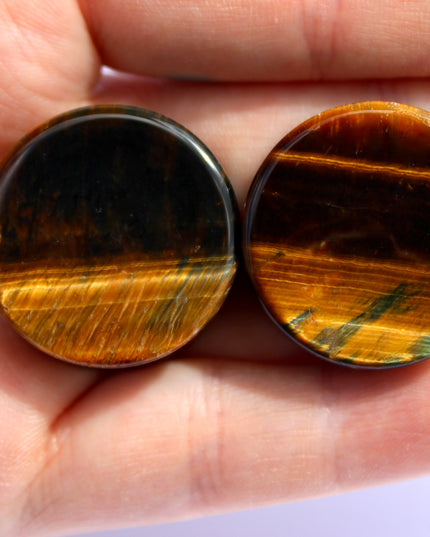 Blue Tiger Eye Plugs – Polished Falcon’s Eye Stone Gauges (Pair) 3mm-32m