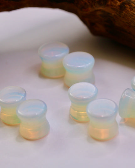 Opalite Double Flare Plugs PAIR - Iridescent Rainbow Gauges 3mm-57mm!