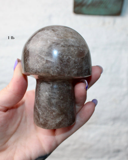 X-Large Smoky Quartz Mushroom Carving – 1-2lb Natural Stone Decorative Mushroom, Hand-Carved Quartz Display Piece, You Pick Your Exact Carving
