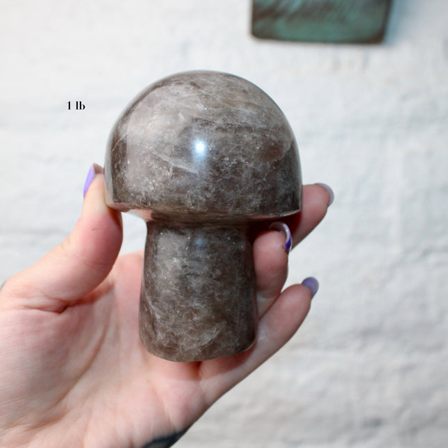 X-Large Smoky Quartz Mushroom Carving – 1-2lb Natural Stone Decorative Mushroom, Hand-Carved Quartz Display Piece, You Pick Your Exact Carving