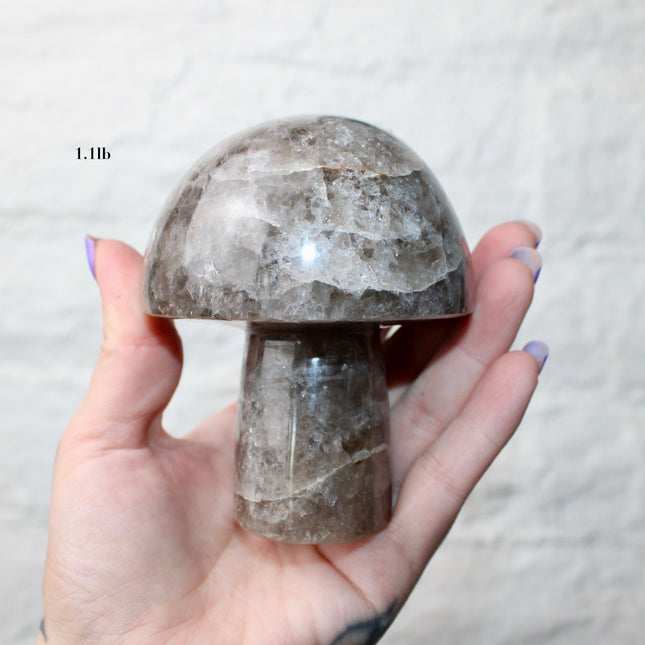X-Large Smoky Quartz Mushroom Carving – 1-2lb Natural Stone Decorative Mushroom, Hand-Carved Quartz Display Piece, You Pick Your Exact Carving