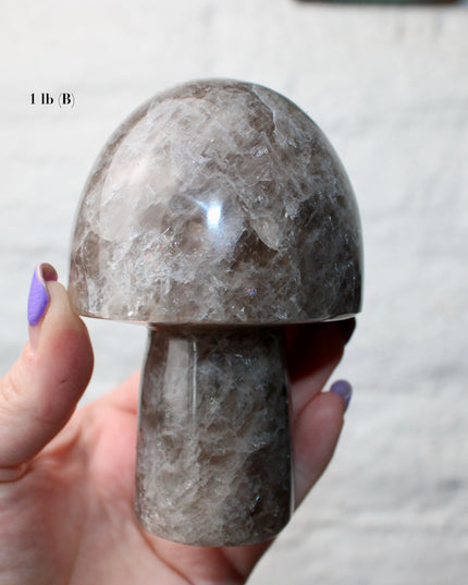 X-Large Smoky Quartz Mushroom Carving – 1-2lb Natural Stone Decorative Mushroom, Hand-Carved Quartz Display Piece, You Pick Your Exact Carving