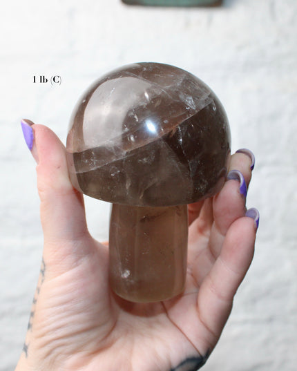 X-Large Smoky Quartz Mushroom Carving – 1-2lb Natural Stone Decorative Mushroom, Hand-Carved Quartz Display Piece, You Pick Your Exact Carving