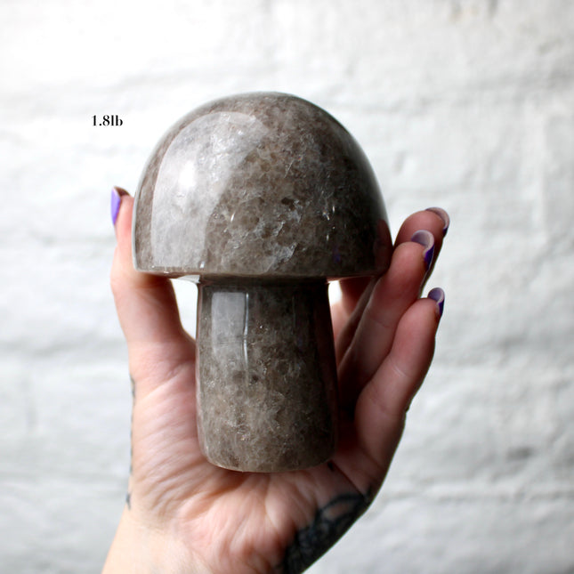 X-Large Smoky Quartz Mushroom Carving – 1-2lb Natural Stone Decorative Mushroom, Hand-Carved Quartz Display Piece, You Pick Your Exact Carving