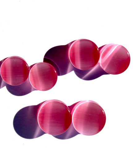 Pink Cat's Eye Glass Plugs Double Flare Pair 3mm-25mm (Half Sizes available!)