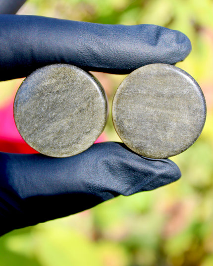 Golden Obsidian Double Flare Plugs PAIR 3mm-25mm