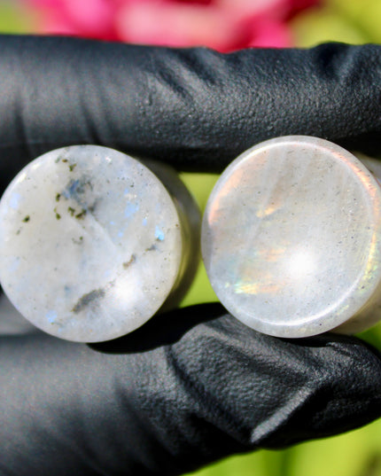 Dream Amethyst Double Flare Plugs- RARE Pair of Chevron Amethyst White and Purple Striped Gauges