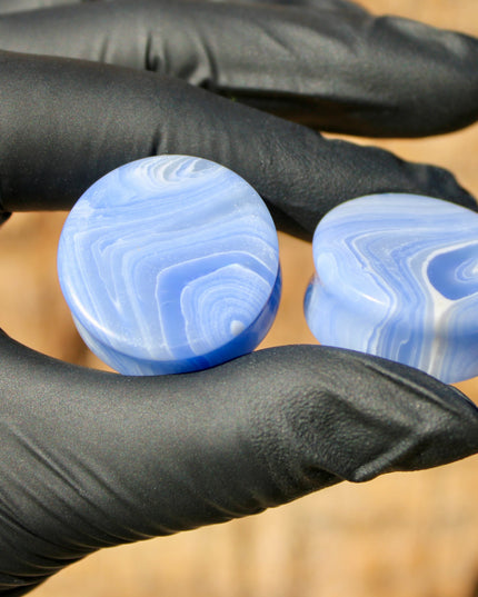 Blue Lace Double Flare Plugs Pair 8mm- 47mm Blue Gauges