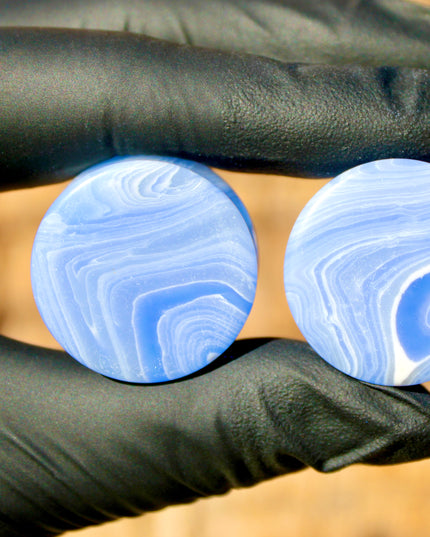 Blue Lace Double Flare Plugs Pair 8mm- 47mm Blue Gauges