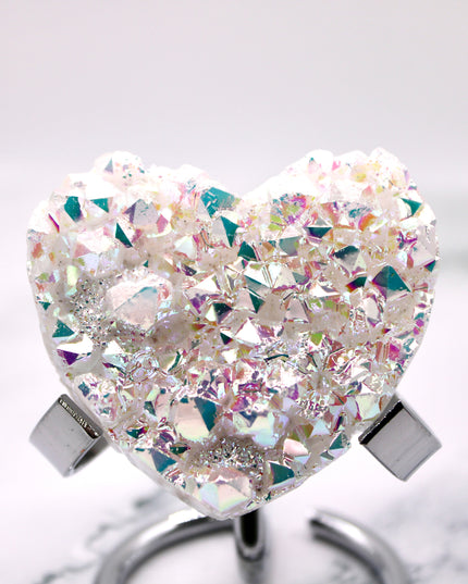 Rainbow Aura Electroplated Heart on Metal Stand - You Pick Your Exact Piece! - EC Plugs