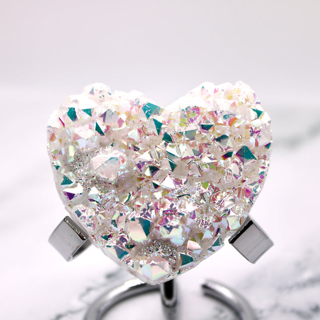 Rainbow Aura Electroplated Heart on Metal Stand - You Pick Your Exact Piece! - EC Plugs