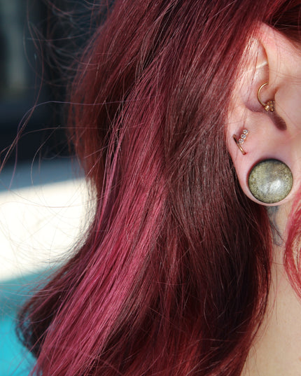 Golden Obsidian Double Flare Plugs PAIR - EC Plugs