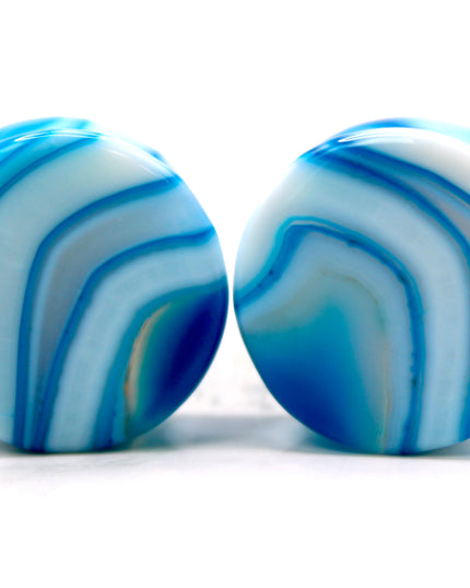 Blue Agate Plugs ~ Double Flare Pair - EC Plugs