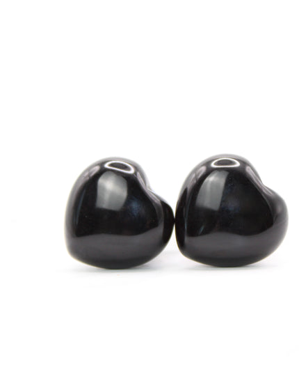 Single flare black obsidian plugs heart shaped with o ring