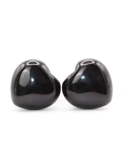Black Obsidian Stone Heart Single Flare Plugs 6mm-10mm