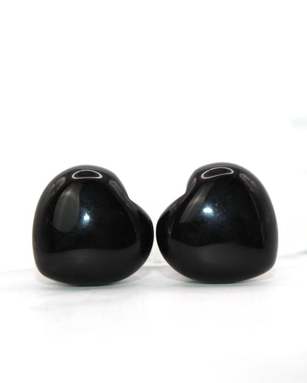 Single flare black obsidian plugs heart shaped with o ring