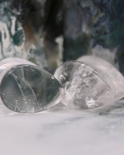 Clear Quartz Teardrop Plugs Pair - EC Plugs