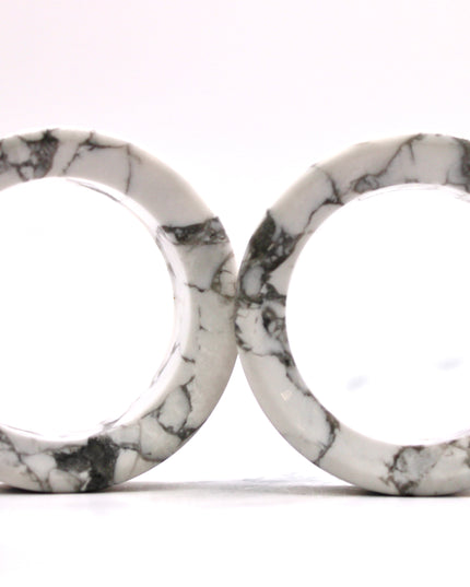 Howlite Tunnel Plugs Black and White Stone Gauge Pair - EC Plugs