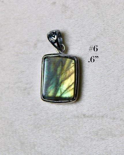 Labradorite Pendant in Sterling Silver 925 – High Shine Faceted Stone Necklace, Genuine Silver Stamped Setting, You Pick Your Exact Pendant Chain Included
