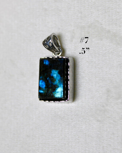 Labradorite Pendant in Sterling Silver 925 – High Shine Faceted Stone Necklace, Genuine Silver Stamped Setting, You Pick Your Exact Pendant Chain Included