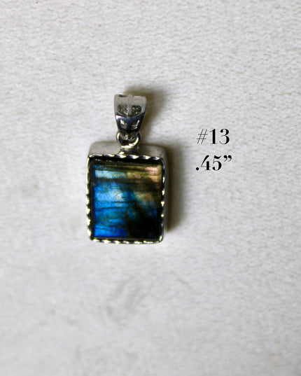 Labradorite Pendant in Sterling Silver 925 – High Shine Faceted Stone Necklace, Genuine Silver Stamped Setting, You Pick Your Exact Pendant Chain Included